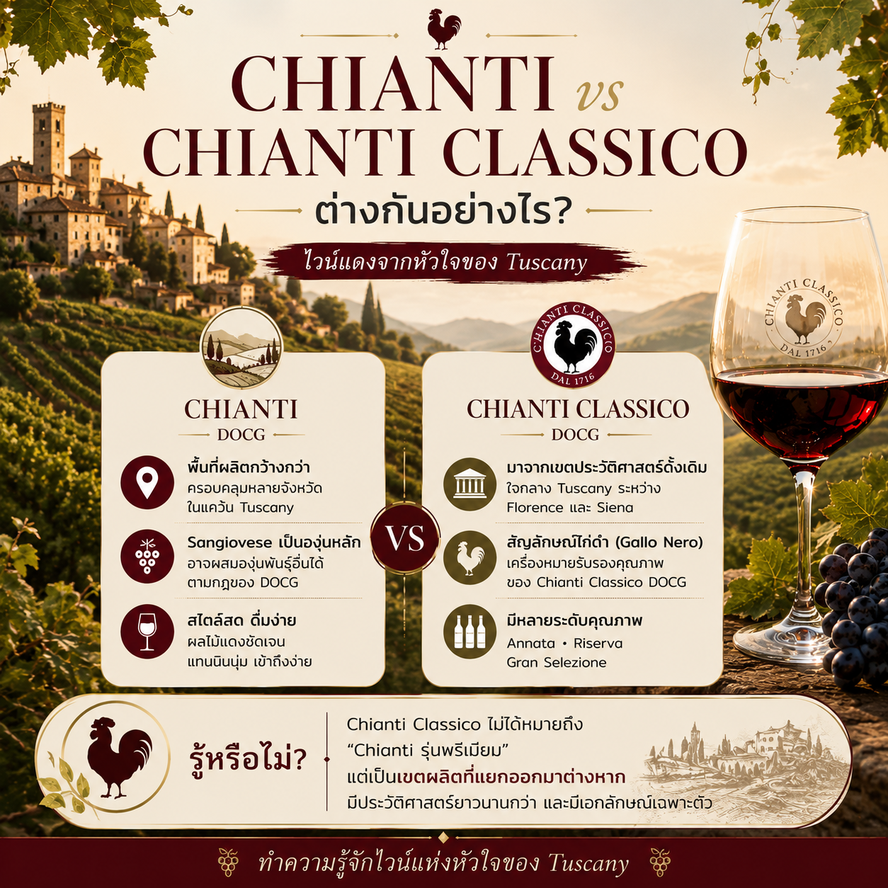 Chianti กับ Chianti Classico ต่างกันอย่างไร