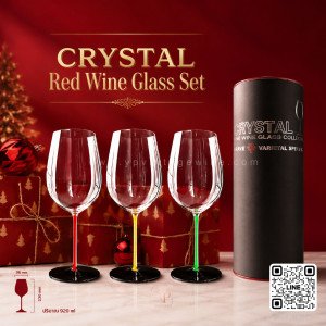CRYSTAL WINE GLASS SET | ชุดแก้วไวน์คริสตัล 3 สี พร้อมกล่อง