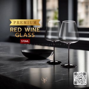 PREMIUM RED WINE GLASS WITH BLACK STEM | แก้วไวน์แดงก้านดำ 570ml